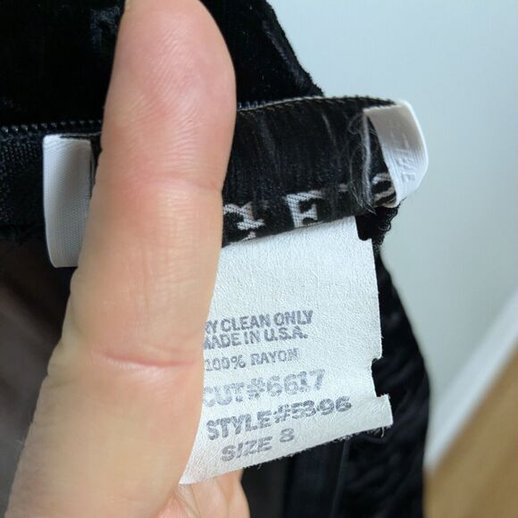 Velvet Mini Dress 8 Black Burnout Sleeveless Cocktail Floral Short Vintage 90s - Picture 8 of 8